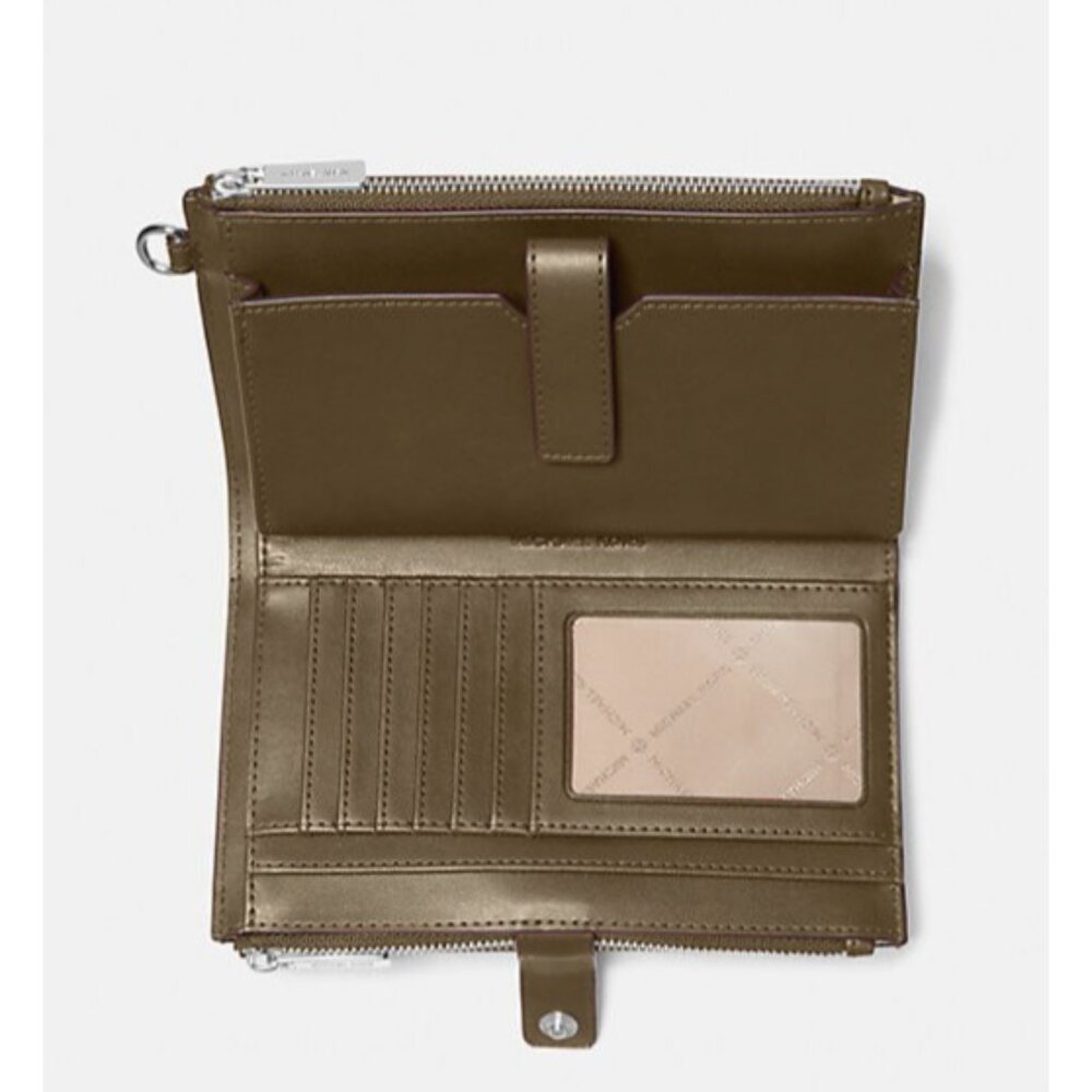 New Michael Kors Jet Set Large Ombré Signature Logo Wristlet Wallet Olive Multi - Picture 2 of 2